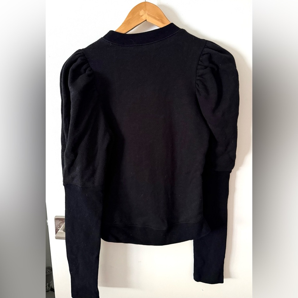 Ulla Johnson Black Philo Puff Sleeve Sweatshirt - Size S - Picture 2 of 3